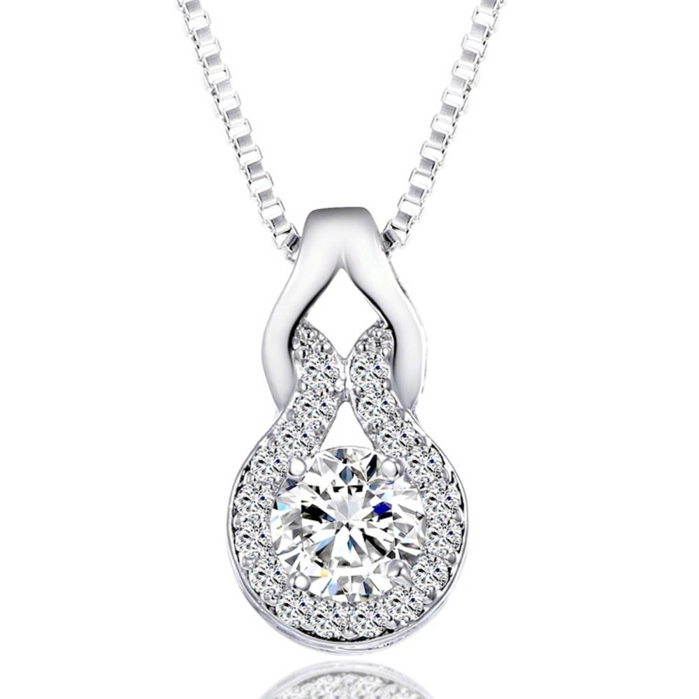 NEW Fancy Halo Silver Adjustable Necklace w/ Swavorski Crystals